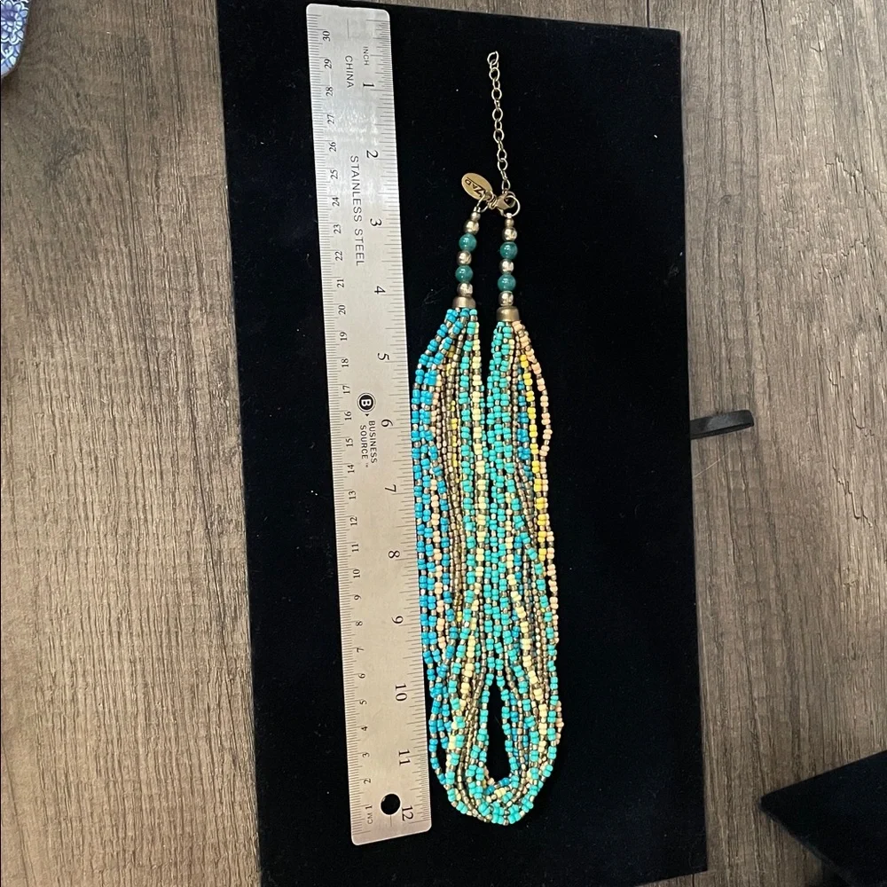 ZAD Turquoise and Yellow Beaded Necklace - Picture 6 of 7